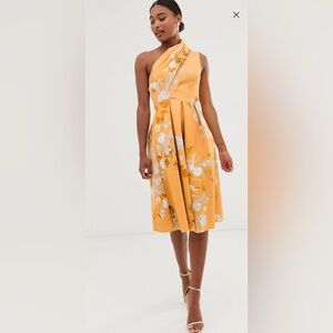 ASOS DESIGN Floral One-Shoulder Midi Dress